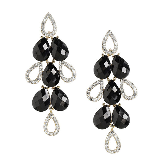 Women'S Brass Black Gold-Polished Handcrafted Contemporary Drop Earrings - Wahe Jewels - Swadesiicart
