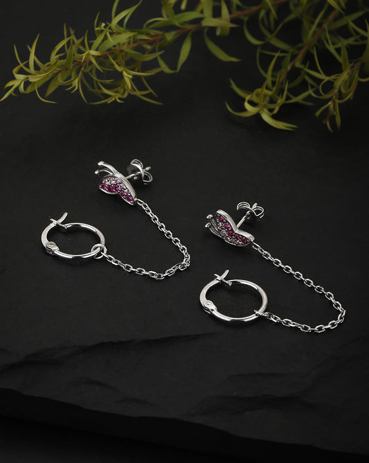 Red & Pink Floral Drop Earrings - Wahe Jewels - Swadesiicart