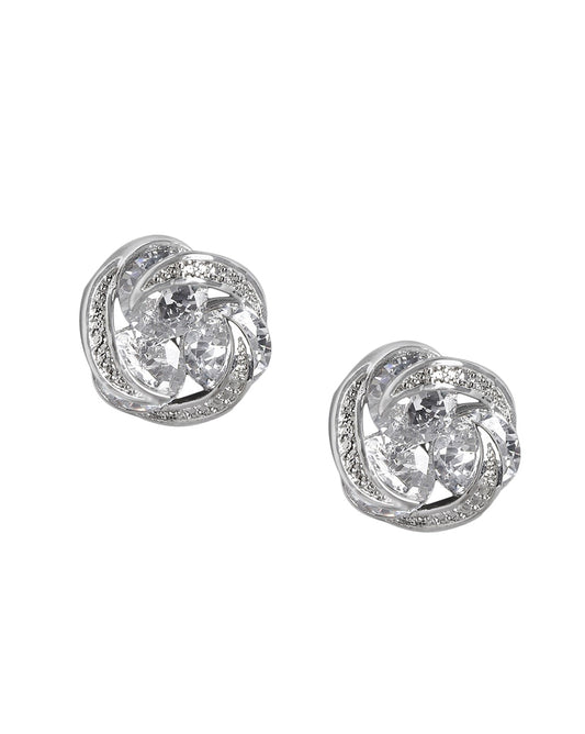 Rose Gold-Polished Cz Circular Stud Earring For Women - Wahe Jewels - Swadesiicart