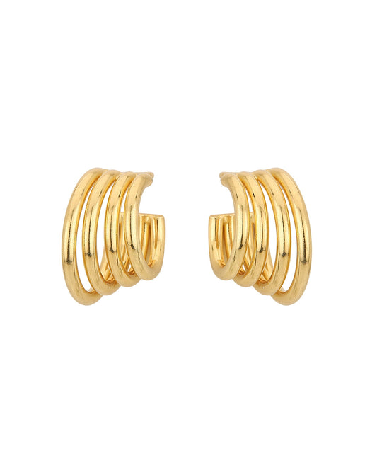 Gold-Polished With Cz Circular Drop Earring For Women - Wahe Jewels - Swadesiicart