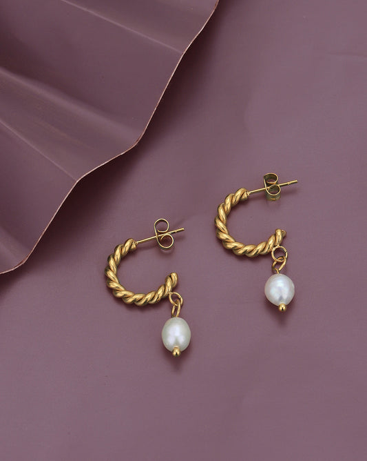 Premium Silver Plated With Pearl Stud Earring For Women - Wahe Jewels - Swadesiicart