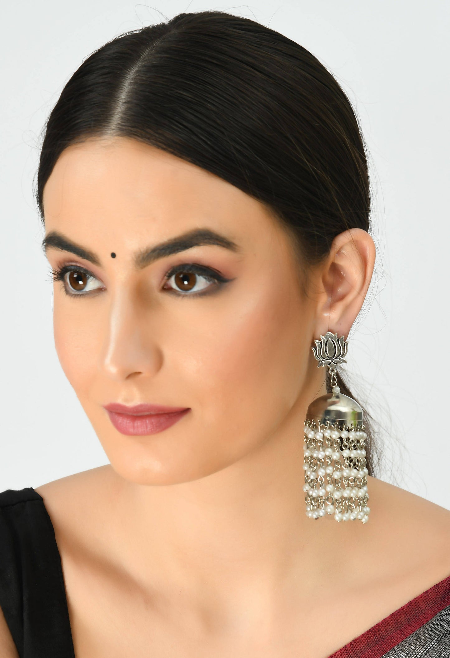 Mominos Fashion Johar Kamal Lotus Design Earrings With Pearls Jhumkas - Swadesiicart