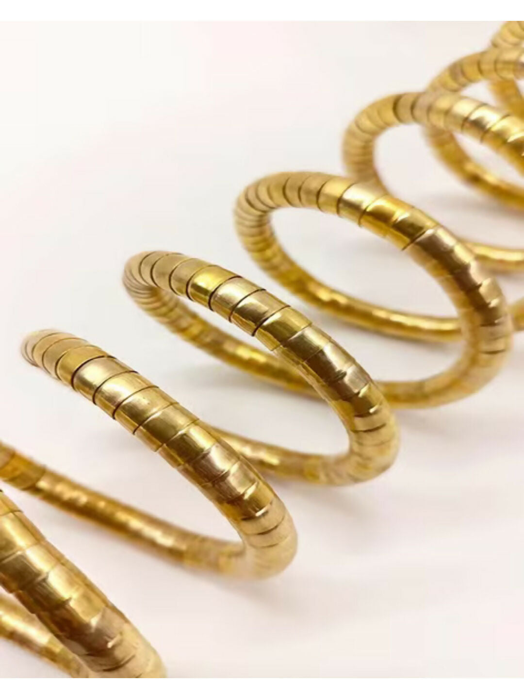 NVR Women Handmade Gold-Polished Spiral Bangle