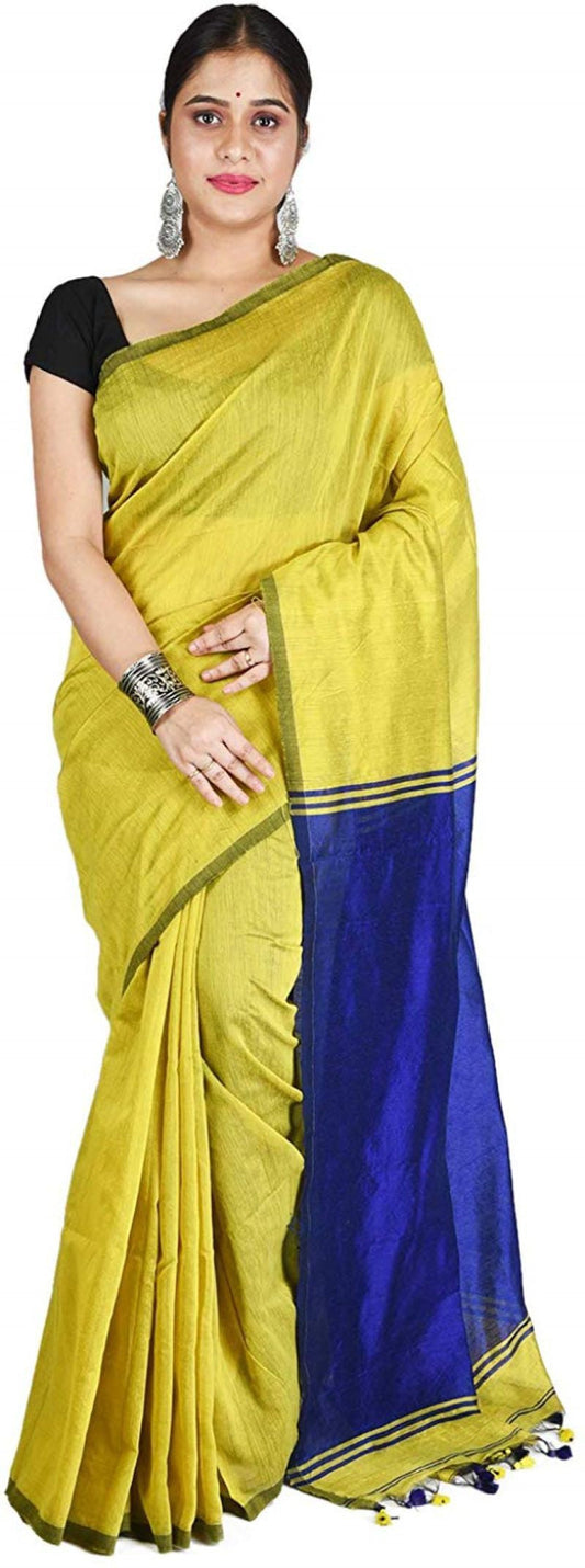 Desh Bidesh Women's Bengal Khadi Ghicha Handloom Cotton Silk Saree With Blouse Piece | Swadesiicart