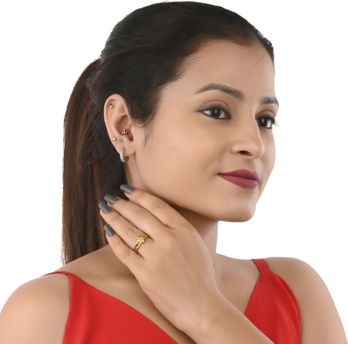 AanyaCentric Gold-Polished Ring For Women & Girls