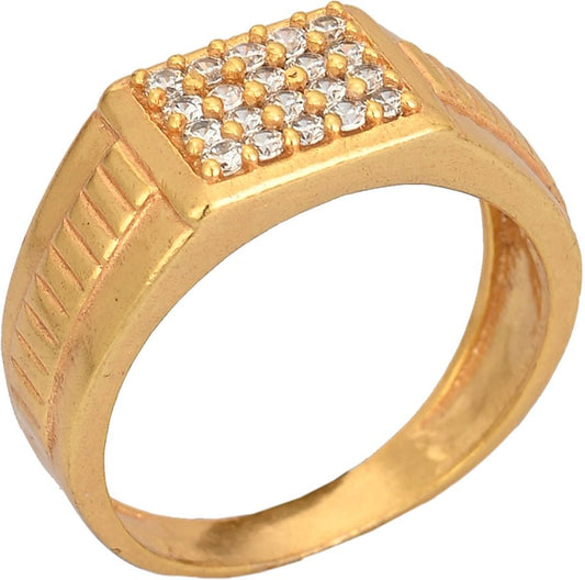 AanyaCentric Gold-Polished American Diamond Ad Ring for Boys & Man | Swadesiicart