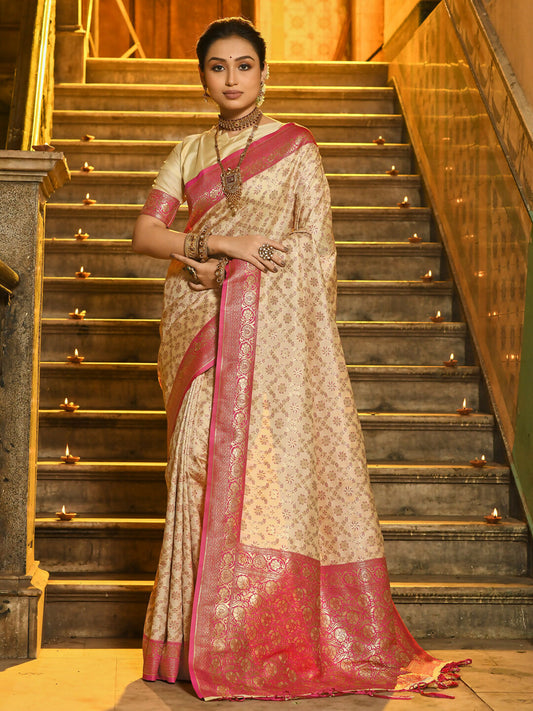 Astita Rajvastra Pink Banarasi Silk Saree | Swadesiicart