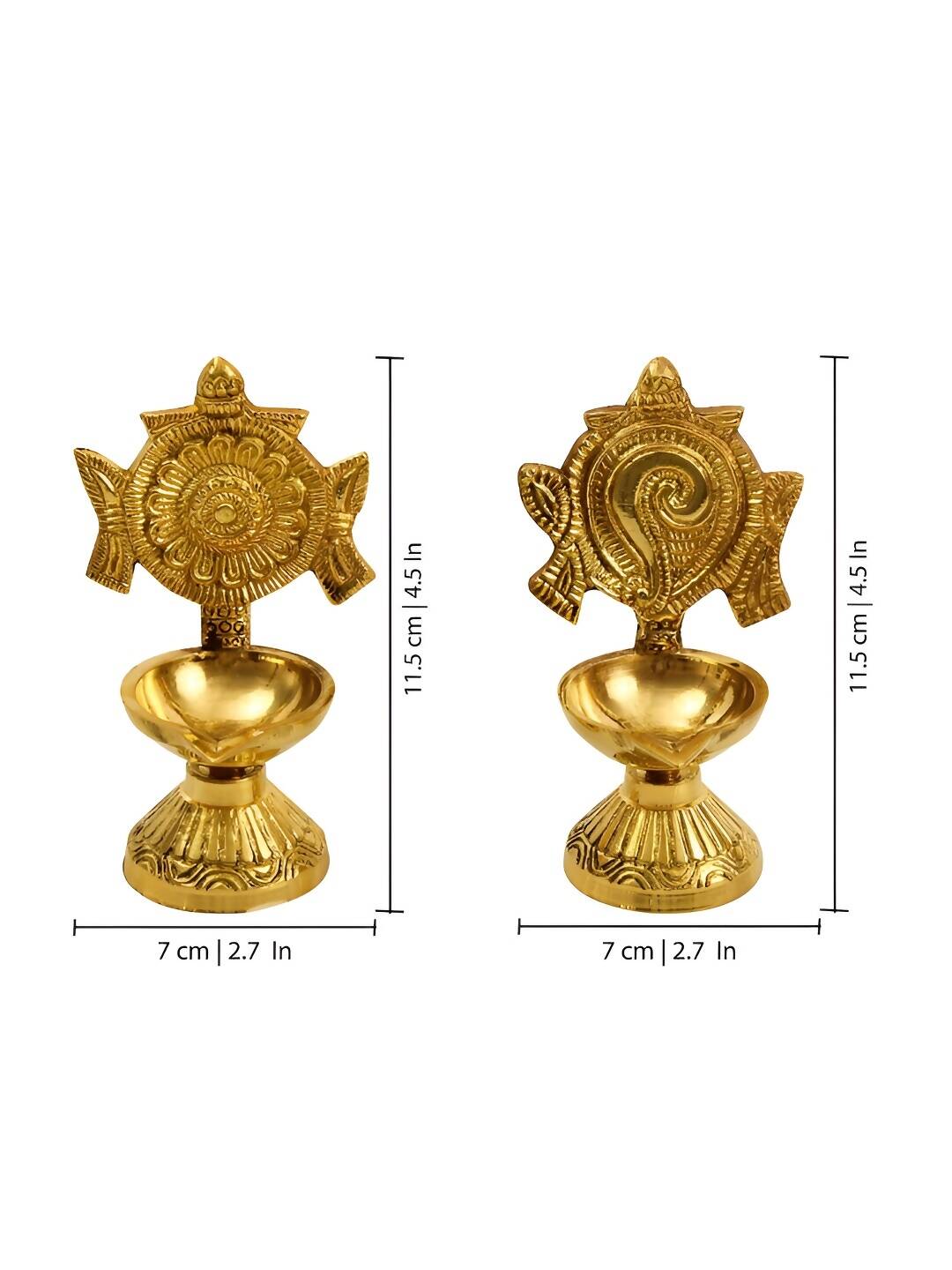 Spillbox 2 Pieces Brass Shangu Chakra Vilakku | Swadesiicart