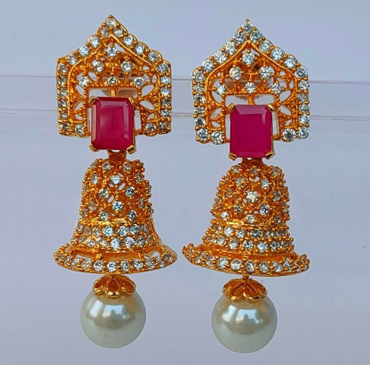 Ad Ruby Bell Type Jhumkas - Mokshi Collections