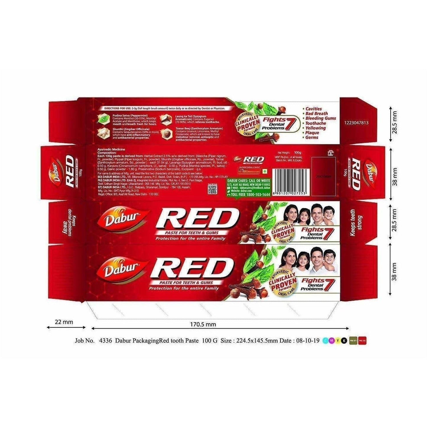 Dabur Red Toothpaste | Ayurvedic Herbal Toothpaste with 13 Active Herbs for Complete Oral Care - Swadesiicart