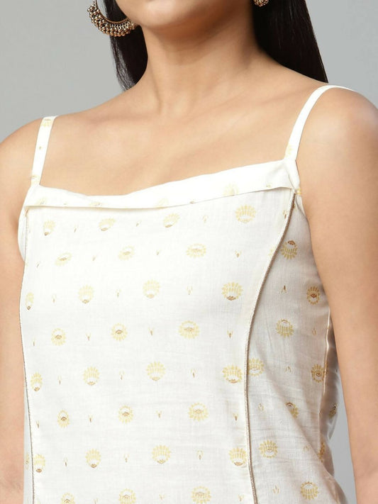 Ahalyaa Womens Off White Pure Cotton Printed Kurtas | Swadesiicart