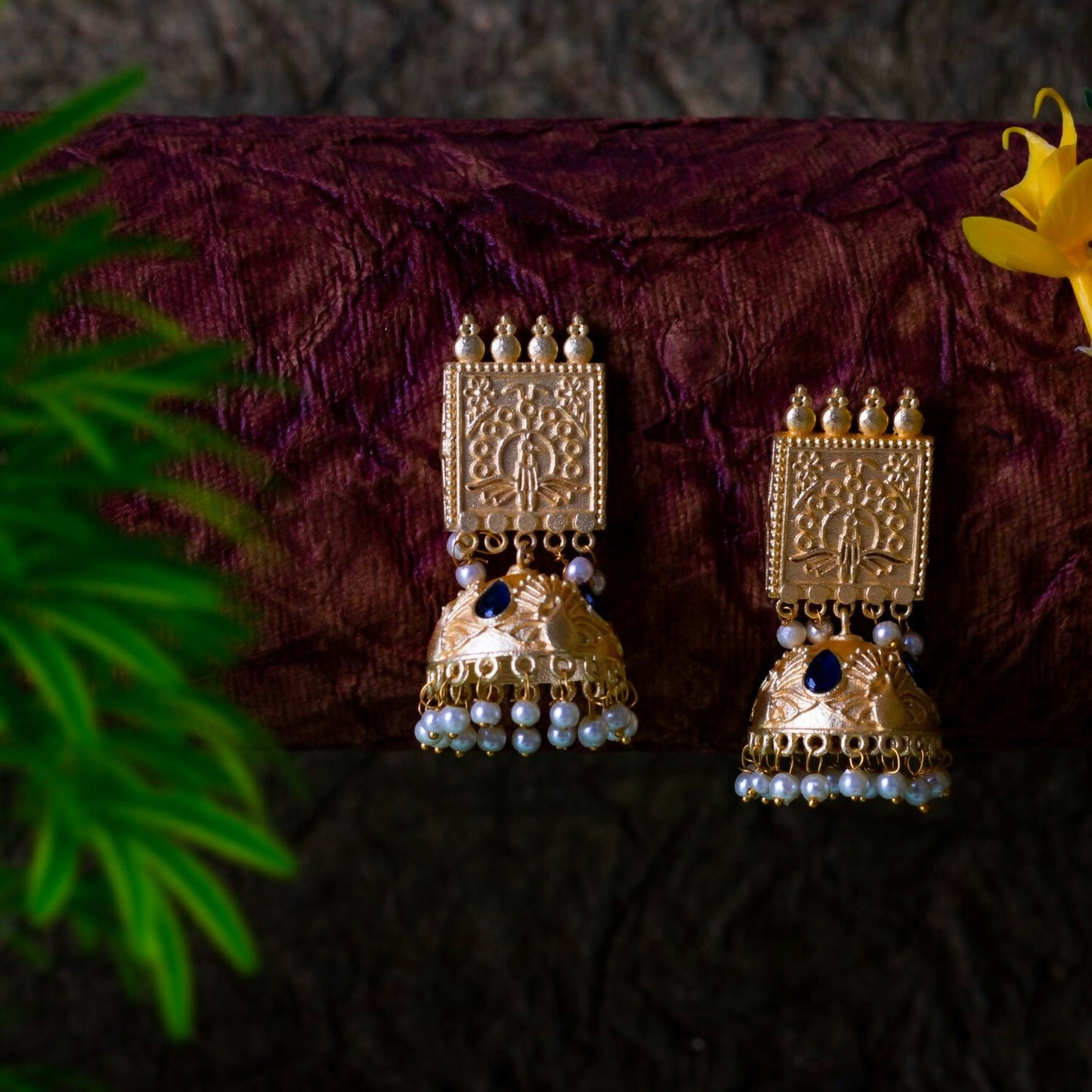 Joban Fashion Women Matte Gold Brass Jhumka | Swadesiicart