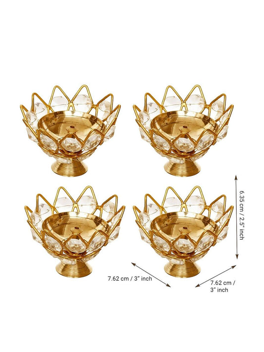 eCraftIndia Lotus Shape Crystal Diya | Swadesiicart