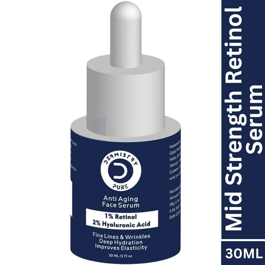 Dermistry 1% Retinol Hyaluronic Anti Aging Night Moisturizer Face Serum For Ageing Lines & Wrinkles - Swadesiicart