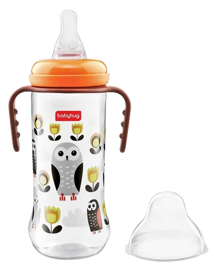 Babyhug Polypropylene Anti-Colic Sterilizable Feeding Bottle With Handle Orange - Swadesiicart