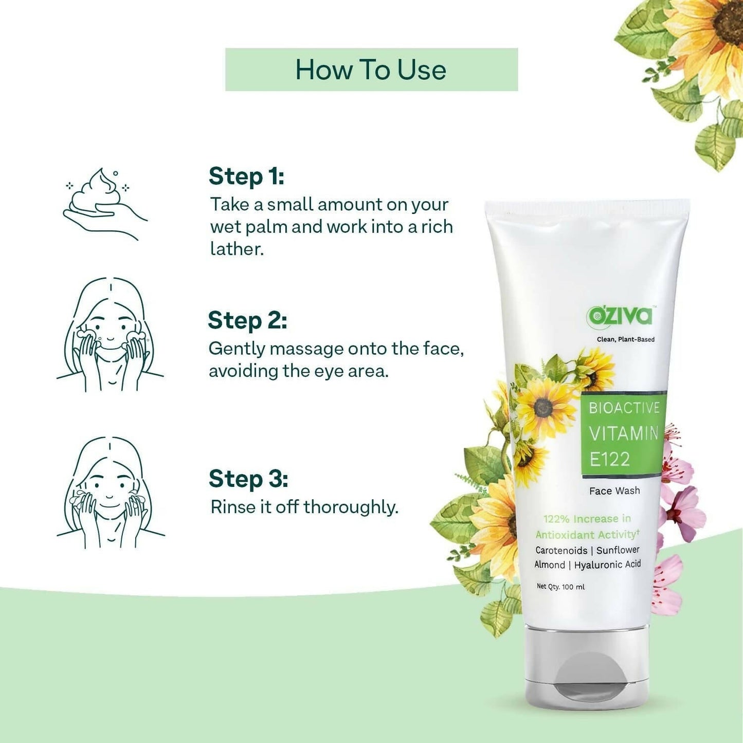 OZiva Bioactive Vitamin E122 Face Wash - Swadesiicart