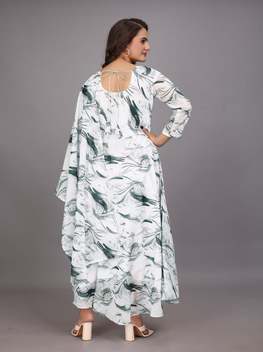 Dishitha Creation Women Floral Printed Designer Gown - Green | Swadesiicart