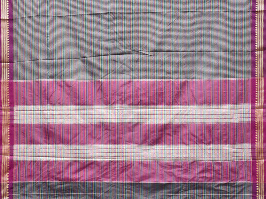 Grey Bamboo Cotton Saree with Checks Design No Blouse - Global Threads | Swadesiicart