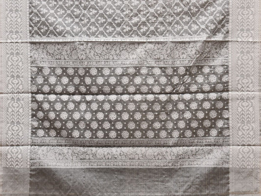 Grey Cut Work Tussar Cotton Saree with All Over Jamdani Style Design - Global Threads | Swadesiicart