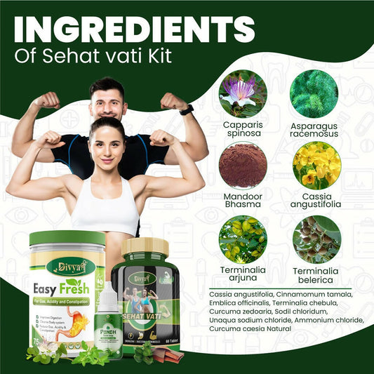 Divya Shree Sehat Vati Capsule, Easy Fresh Powder & Punch Tulsi Drop Combo - Swadesiicart