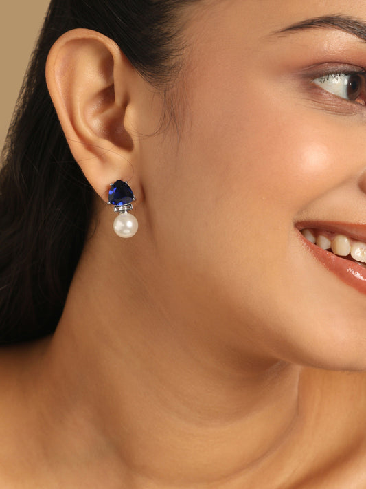 Nuyug Blue Stone Elegance Anti Tarnish Studs | Swadesiicart