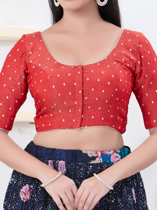 Joban Fashion Pink Tissue Elbow Sleeveless Front Open Blouse - Swadesiicart