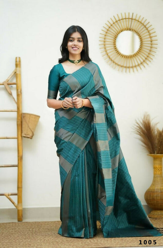 Partywear Designer Morpich Banarasi Silk Fancy Saree - Starwalk | Swadesiicart