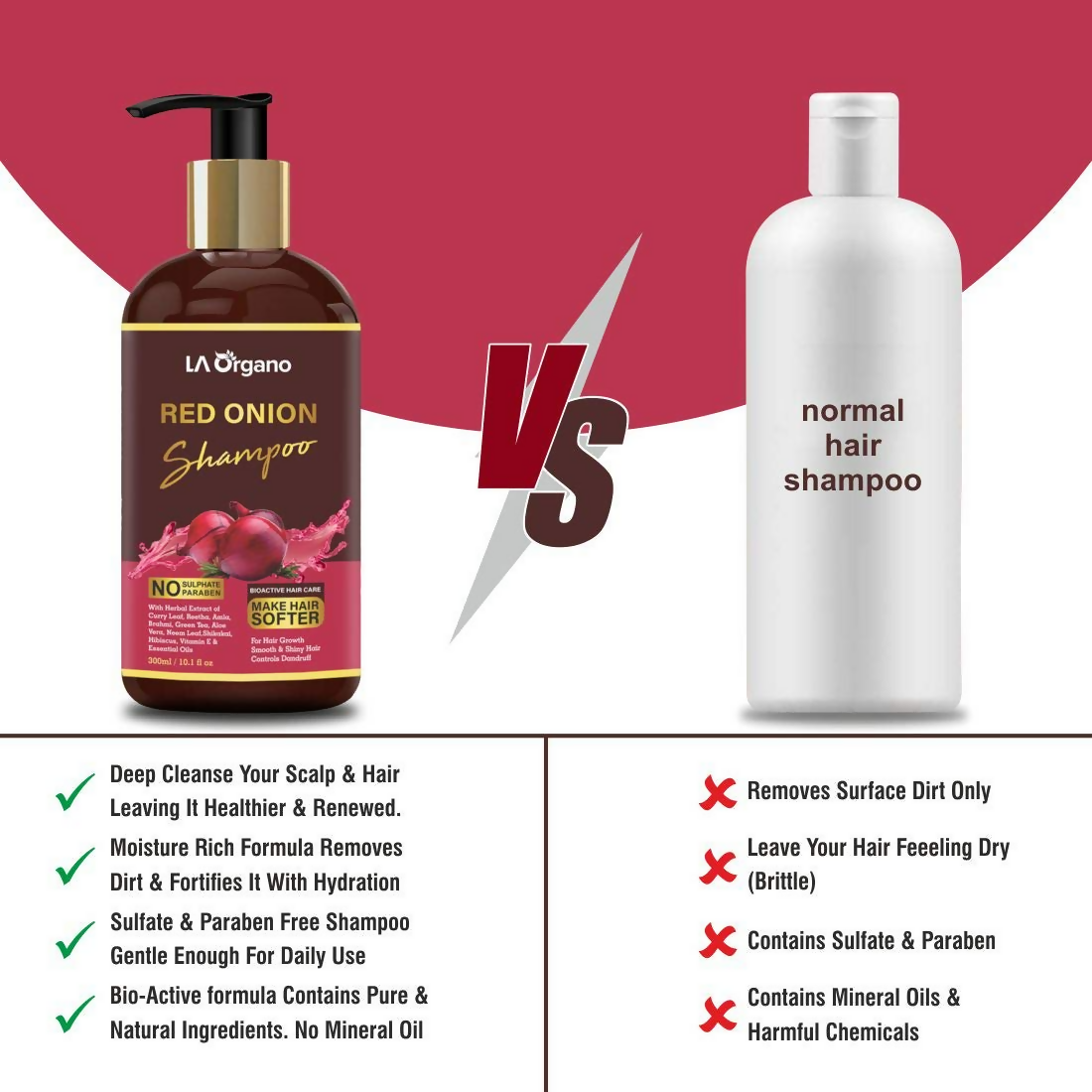 LA Organo Red Onion Hair Shampoo | Swadesiicart