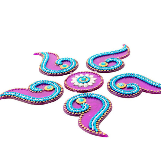 Kundan HandiKrafts Curved Designer Rangoli Purple (Baby) - Swadesiicart