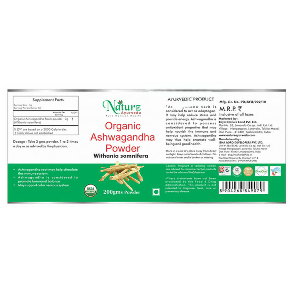 Naturz Ayurveda Organic Ashwagandha Powder | Swadesiicart