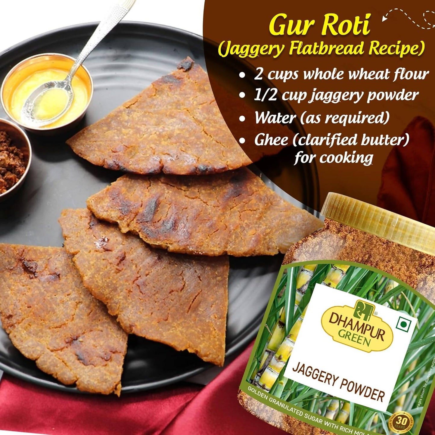 Dhampur Green Jaggery Powder - Swadesiicart