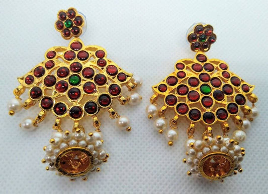 Multicolor Kemp Jhumkas With Cute Pearls | Swadesiicart
