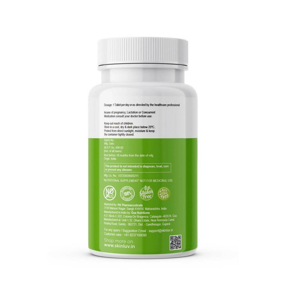 SkinLuv Plant Based Vegan Biotin 10000mcg Sugar Free Veg Tablet | Swadesiicart