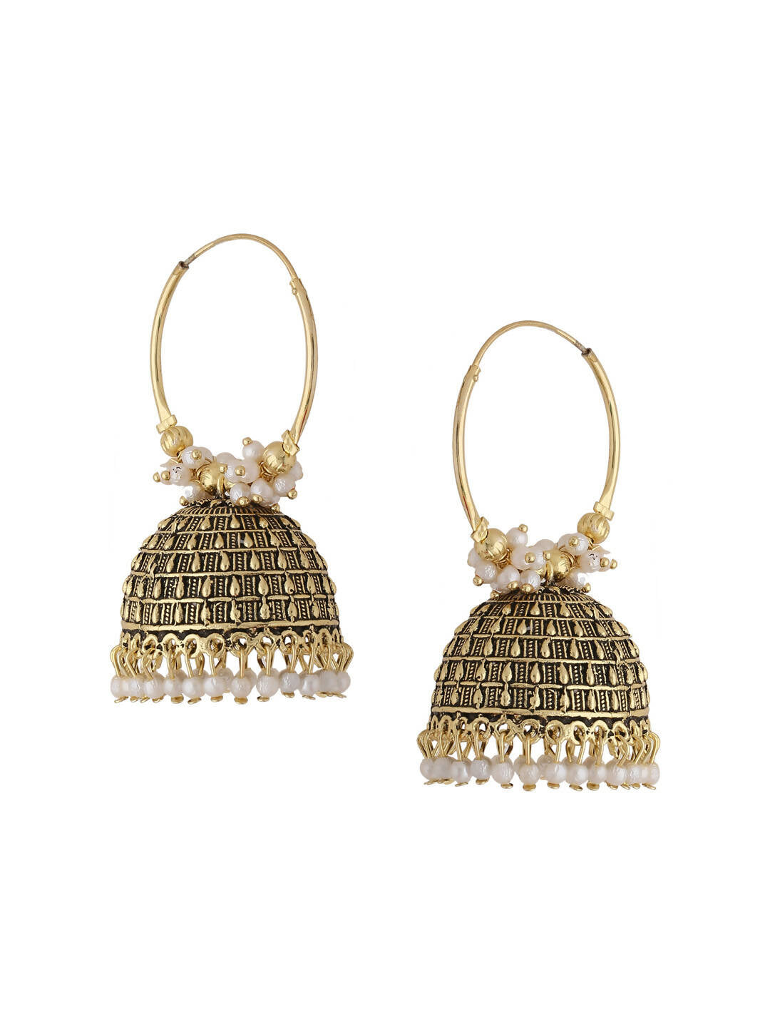 NVR Women Gold Toned Contemporary Jhumkas Earrings | Swadesiicart