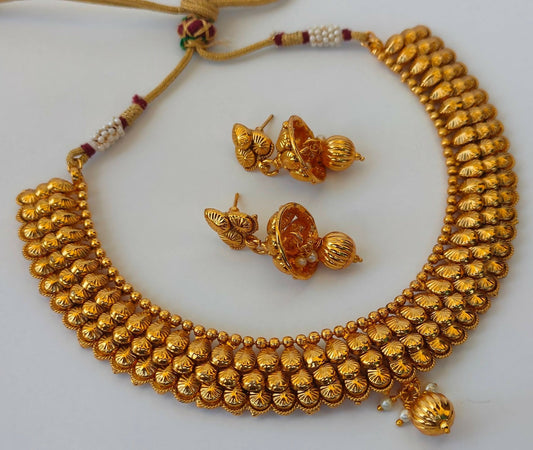 Designer Metallic Necklace Set - Mokshi Collections