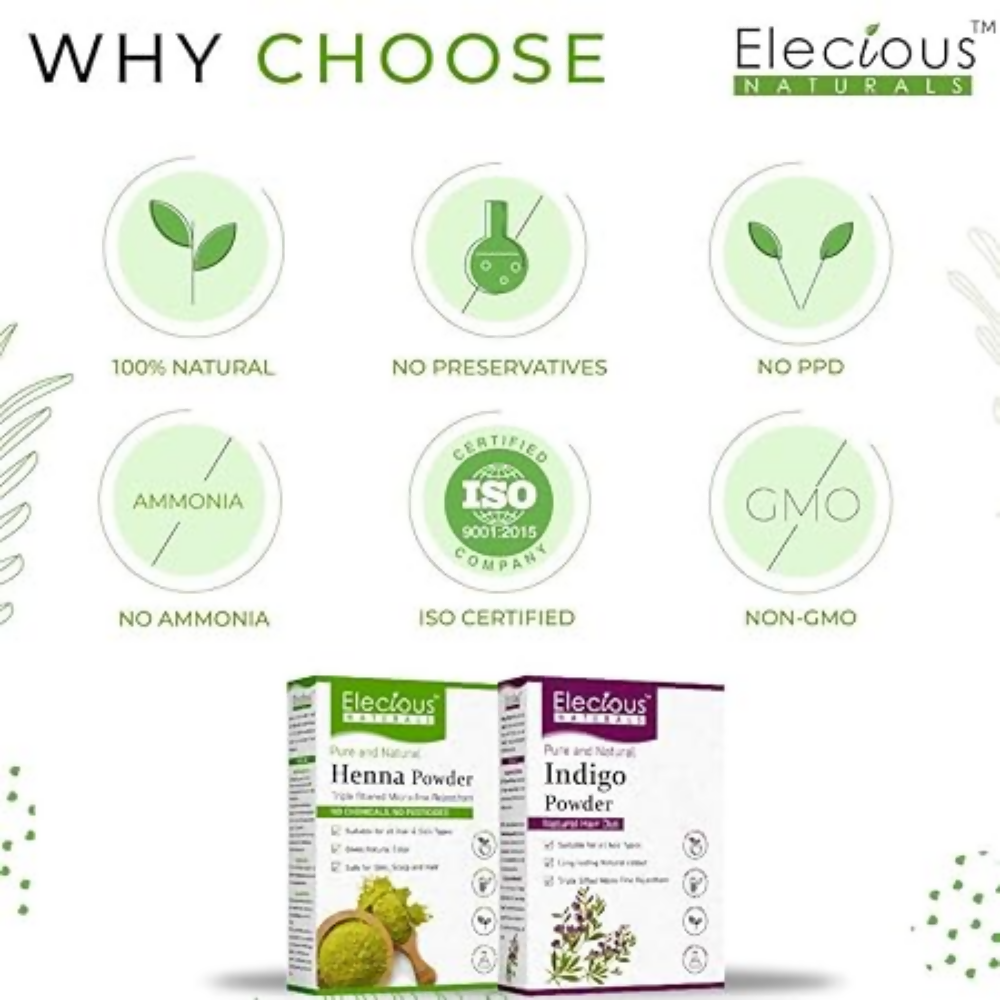 Elecious Naturals Indigo and Henna powder for Black Hair - Swadesiicart