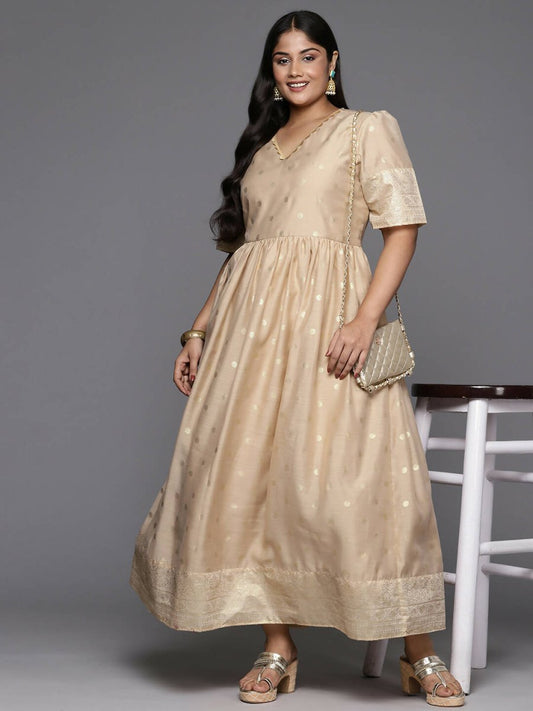 Ahalyaa Women's Traditional wear Ethnic Dress - Tan | Swadesiicart