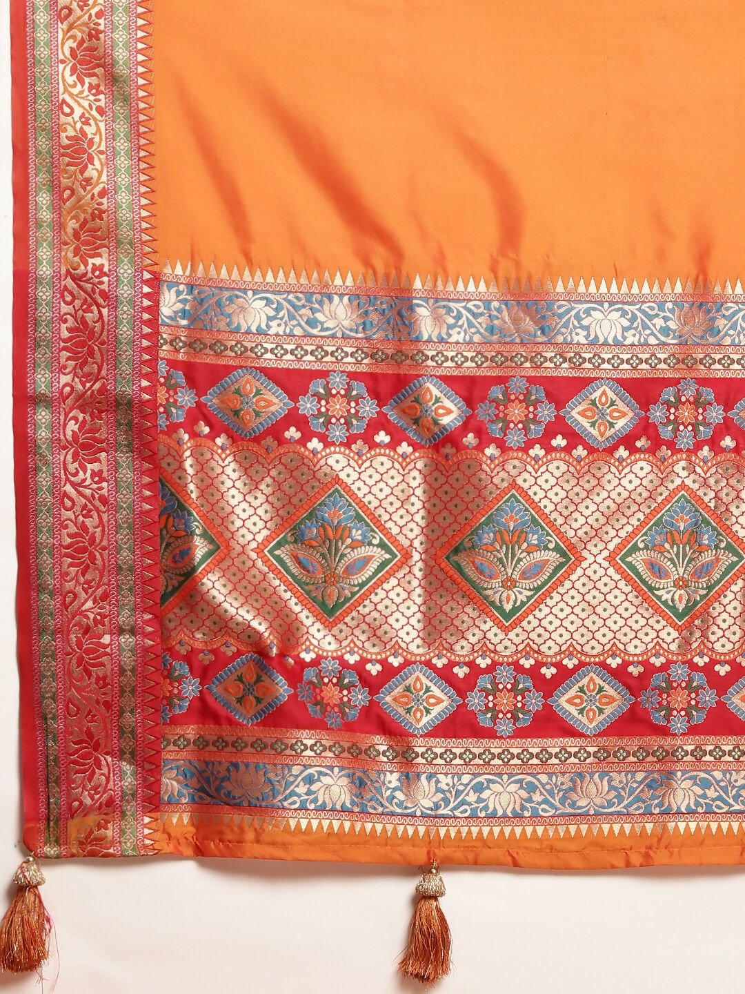 Shree Shyam Fashion Silk Blend Ornage Saree