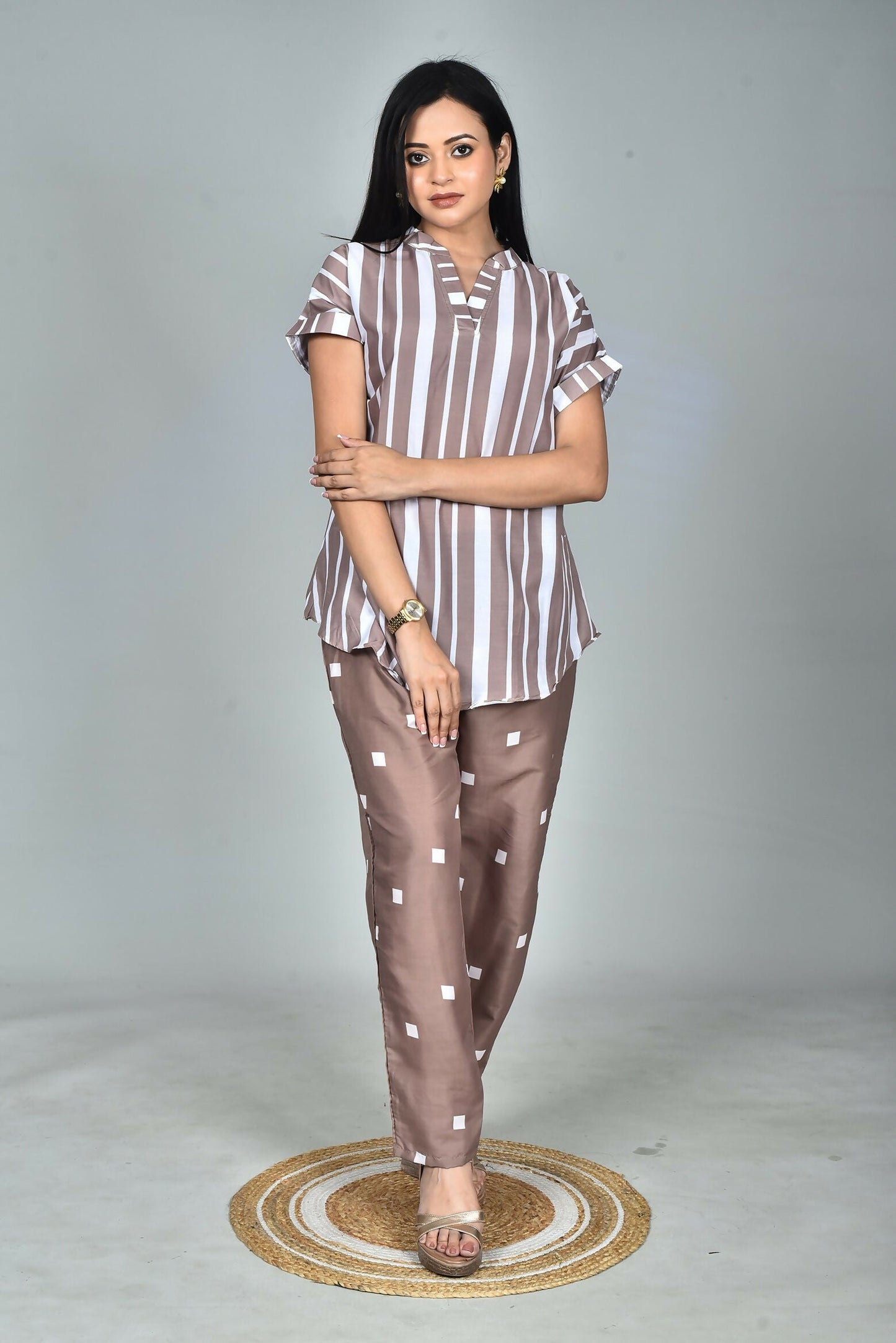 Morchari Digital Print Semi Muslin Co-Ord Set Top & Trouser-Multicolor - Swadesiicart