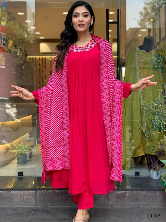 Partywear Designer Viscose Silk With Lining Red Stitched Suit With Dupatta - Tanisha | Swadesiicart
