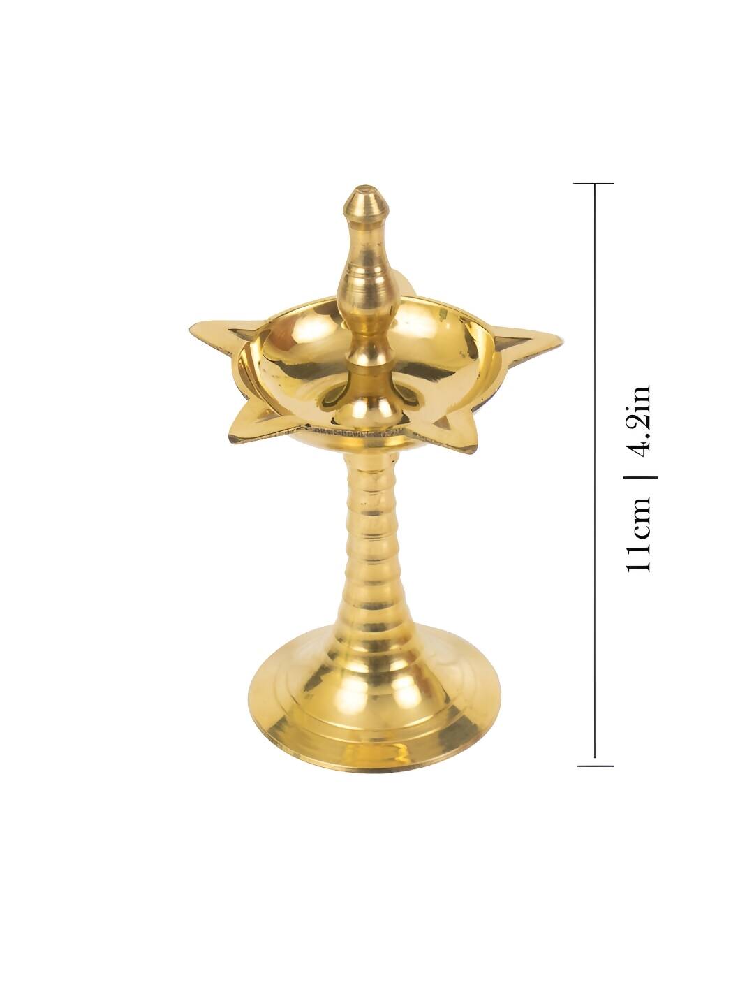 Spillbox Gold Toned Brass Textured Small Kuthu Vilakku Diya | Swadesiicart