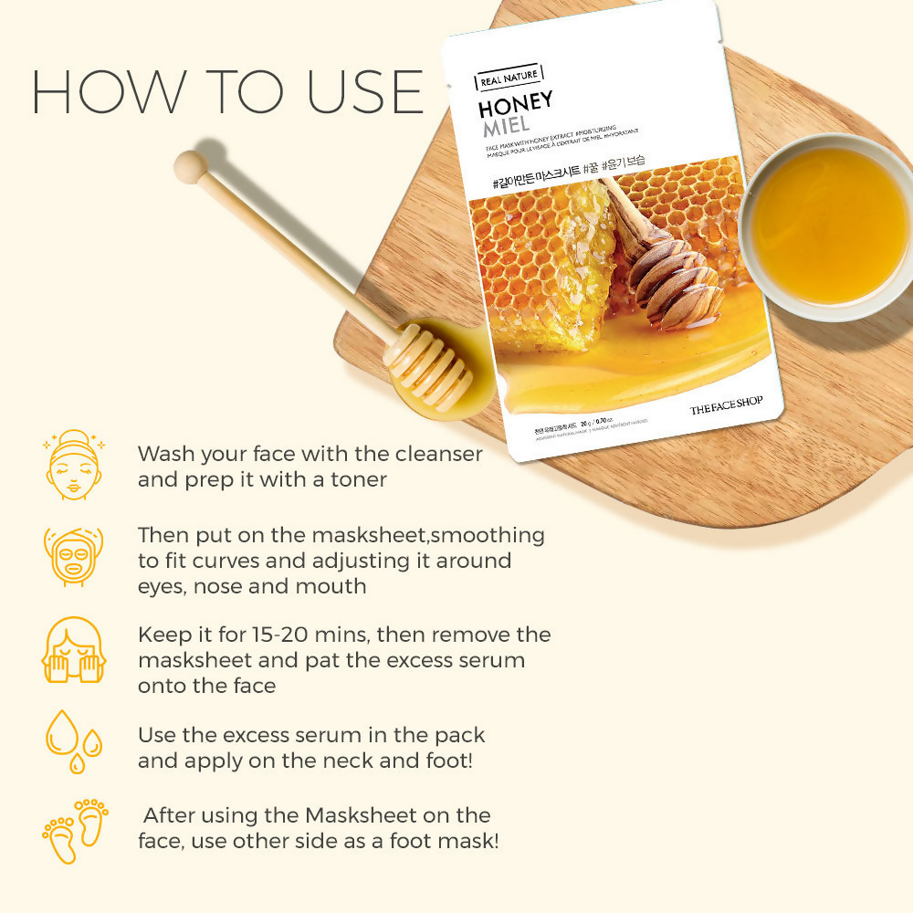 The Face Shop Real Nature Honey Miel Face Mask - Korean Skincare - Swadesiicart