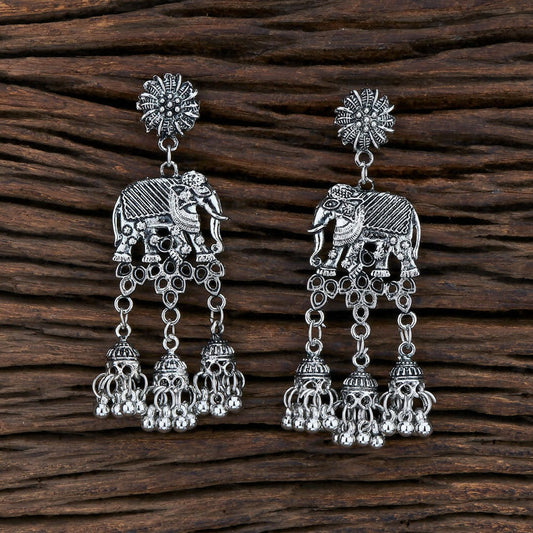 Joban Fashion Women Silver Black Oxidised Earrings