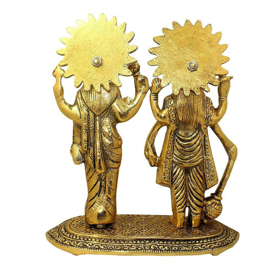 Rockshok Metal Vishnu Lakshmi Golden Idol - Swadesiicart
