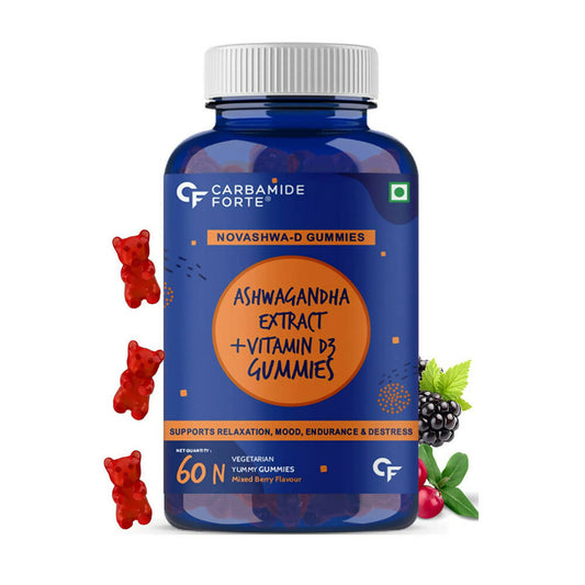 Carbamide Forte Ashwagandha Gummies with Vitamin D - Mixed Berry Flavor | Swadesiicart