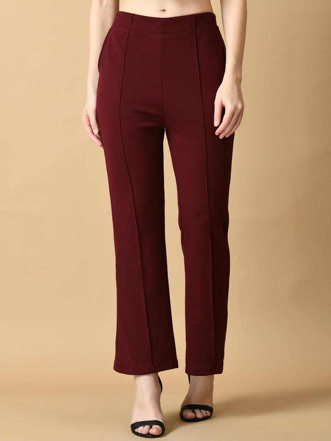 Myshka Women's Magenta Solid Coat With Trousers - Swadesiicart
