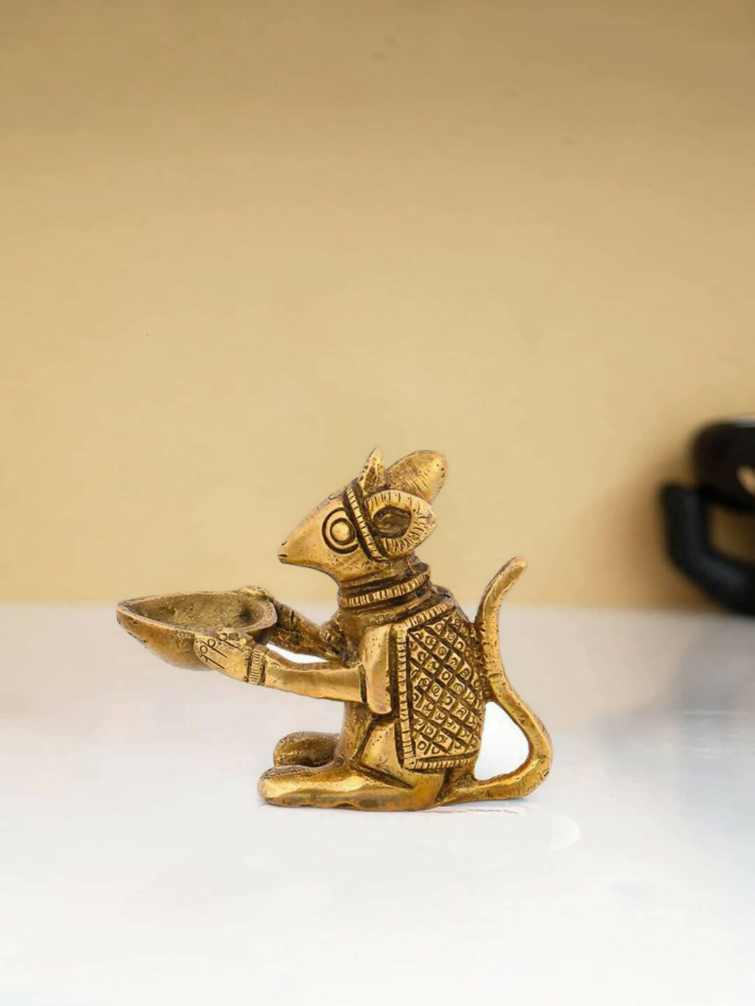 CraftVatika Gold Toned Brass Mouse Shaped Holding Diya | Swadesiicart