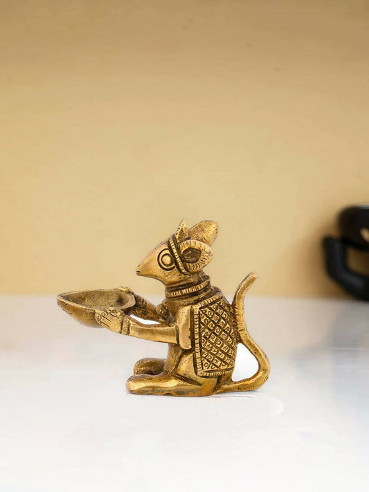 CraftVatika Gold Toned Brass Mouse Shaped Holding Diya | Swadesiicart