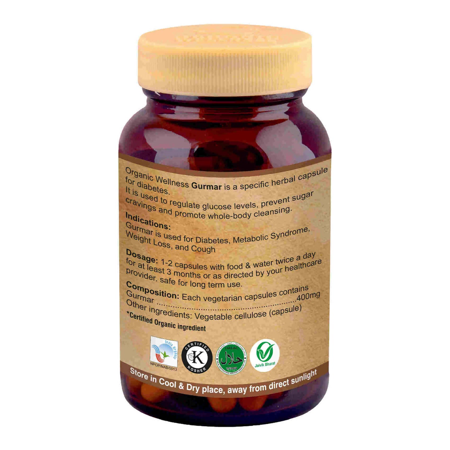 Organic Wellness Gurmar Vegetarian Capsules - Swadesiicart