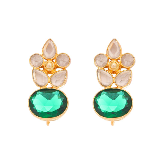 Nuyug 22K Gold Plated Verdant Bloom Studs | Swadesiicart
